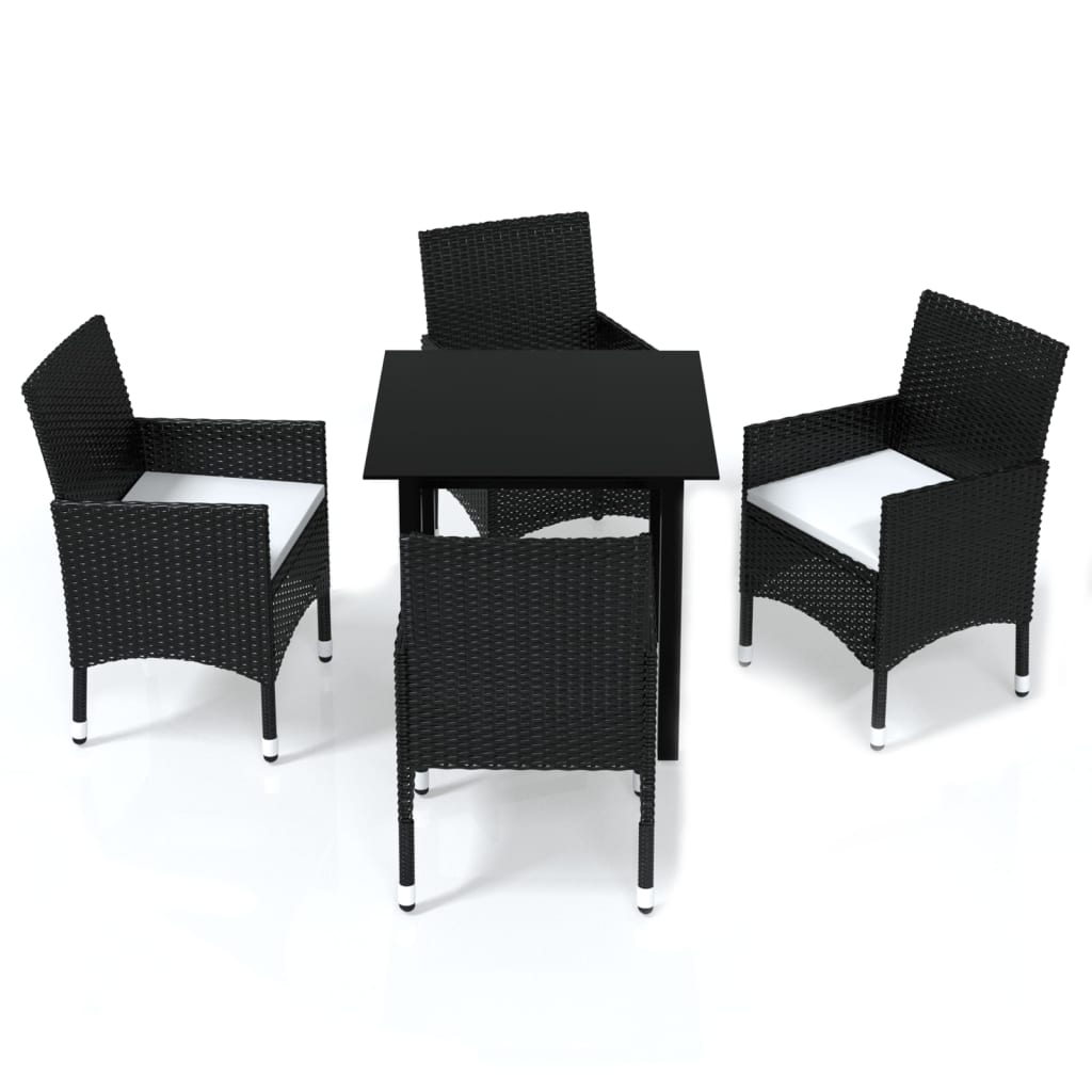 Set mobilier de grădină cu perne, 5 piese, negru, poliratan GartenMobel Dekor