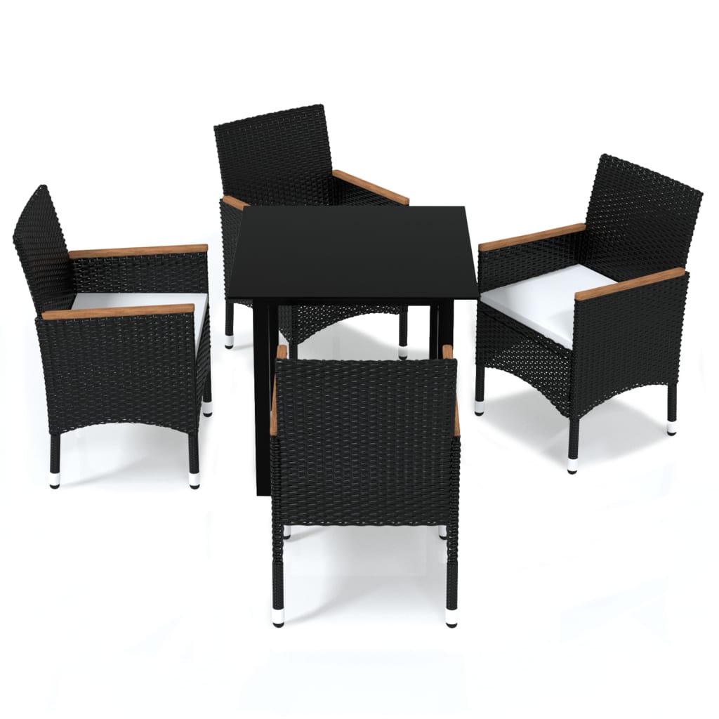 Set mobilier de grădină cu perne, 5 piese, negru, poliratan GartenMobel Dekor