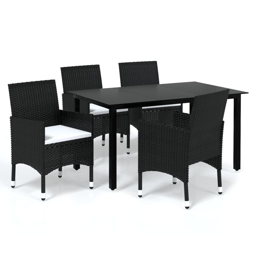 Set mobilier de grădină cu perne, 5 piese, negru, poliratan GartenMobel Dekor