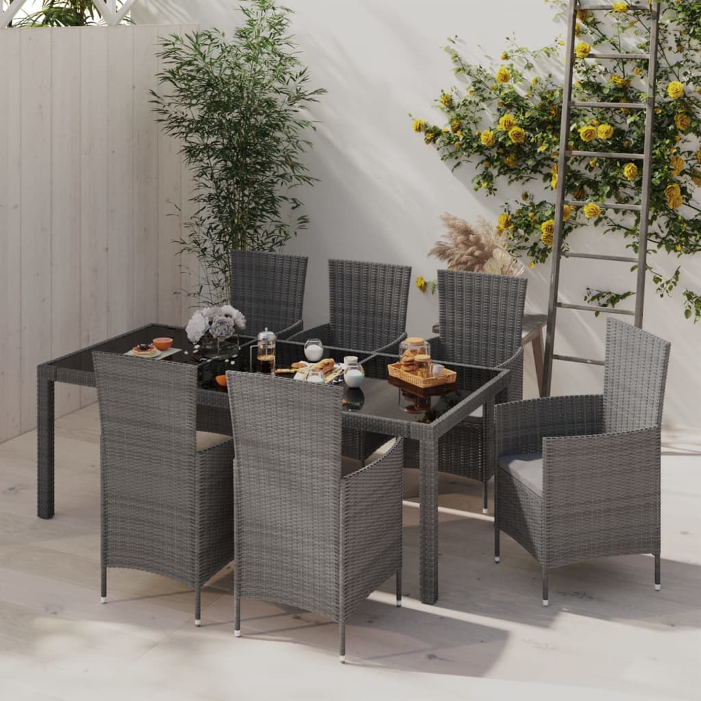 Set mobilier de grădină cu perne, 7 piese, gri, poliratan GartenMobel Dekor