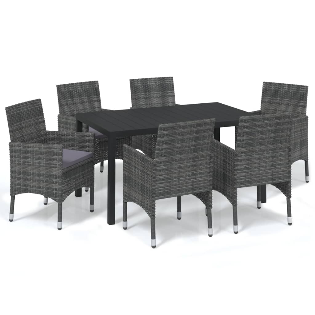 Set mobilier de grădină cu perne, 7 piese, gri, poliratan GartenMobel Dekor