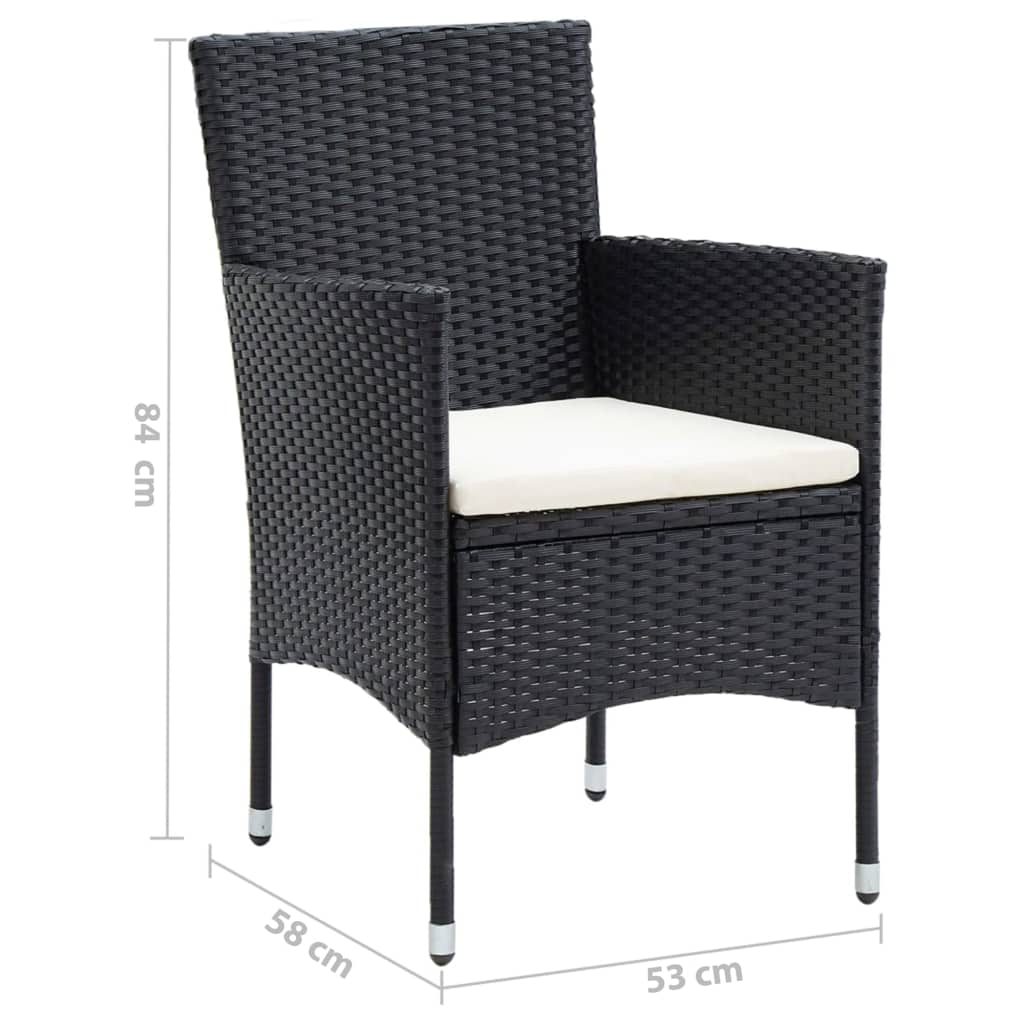 Set mobilier de grădină cu perne, 7 piese, negru, poliratan GartenMobel Dekor