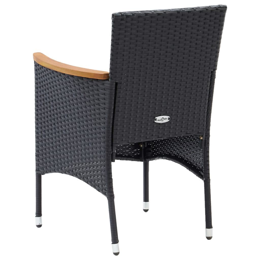 Set mobilier de grădină cu perne, 7 piese, negru, poliratan GartenMobel Dekor