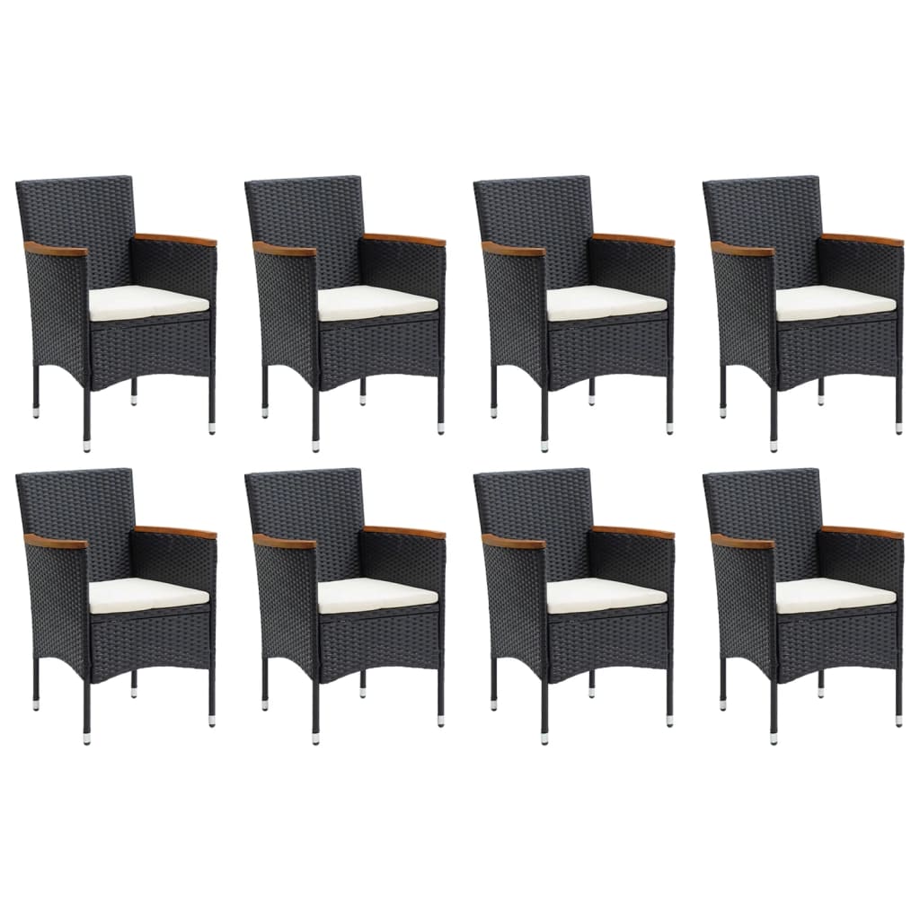 Set mobilier de grădină cu perne, 9 piese, negru, poliratan GartenMobel Dekor