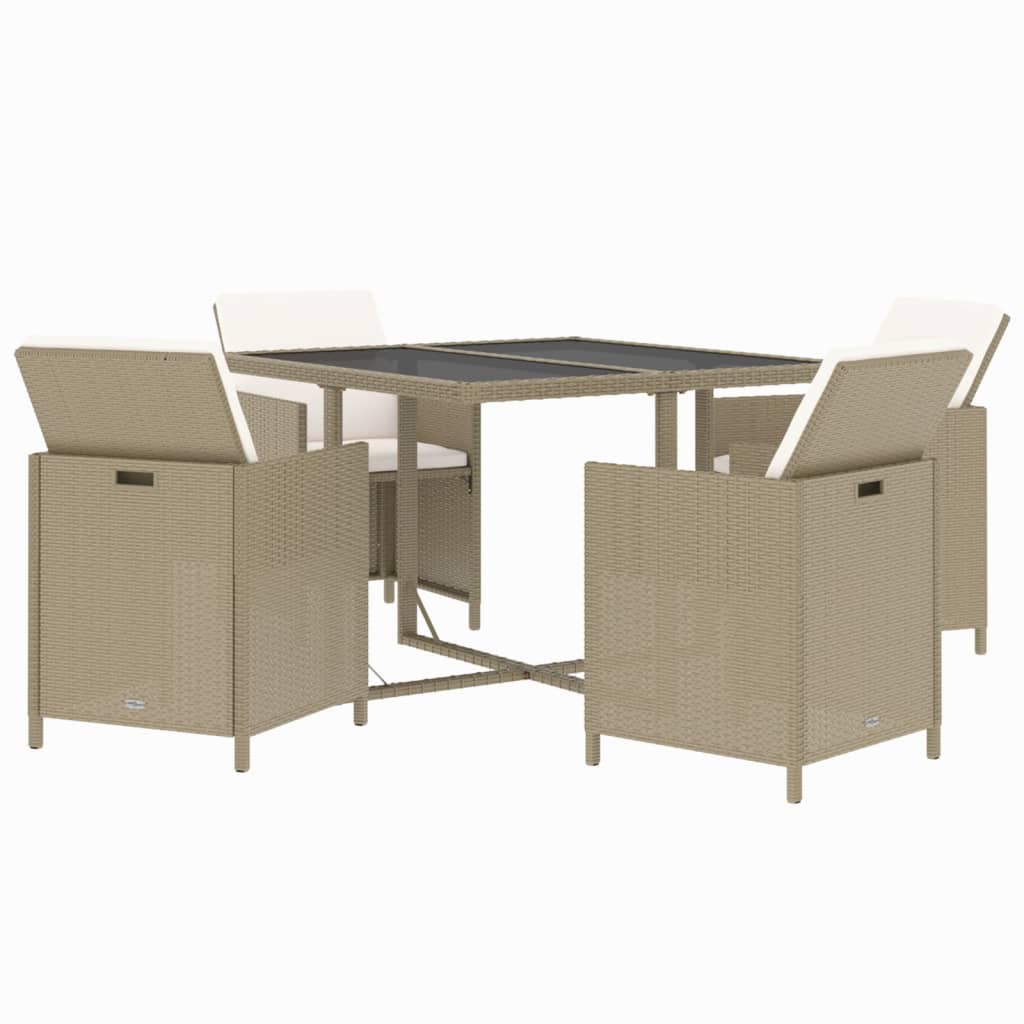 Set mobilier de grădină cu perne, 5 piese, bej, poliratan GartenMobel Dekor