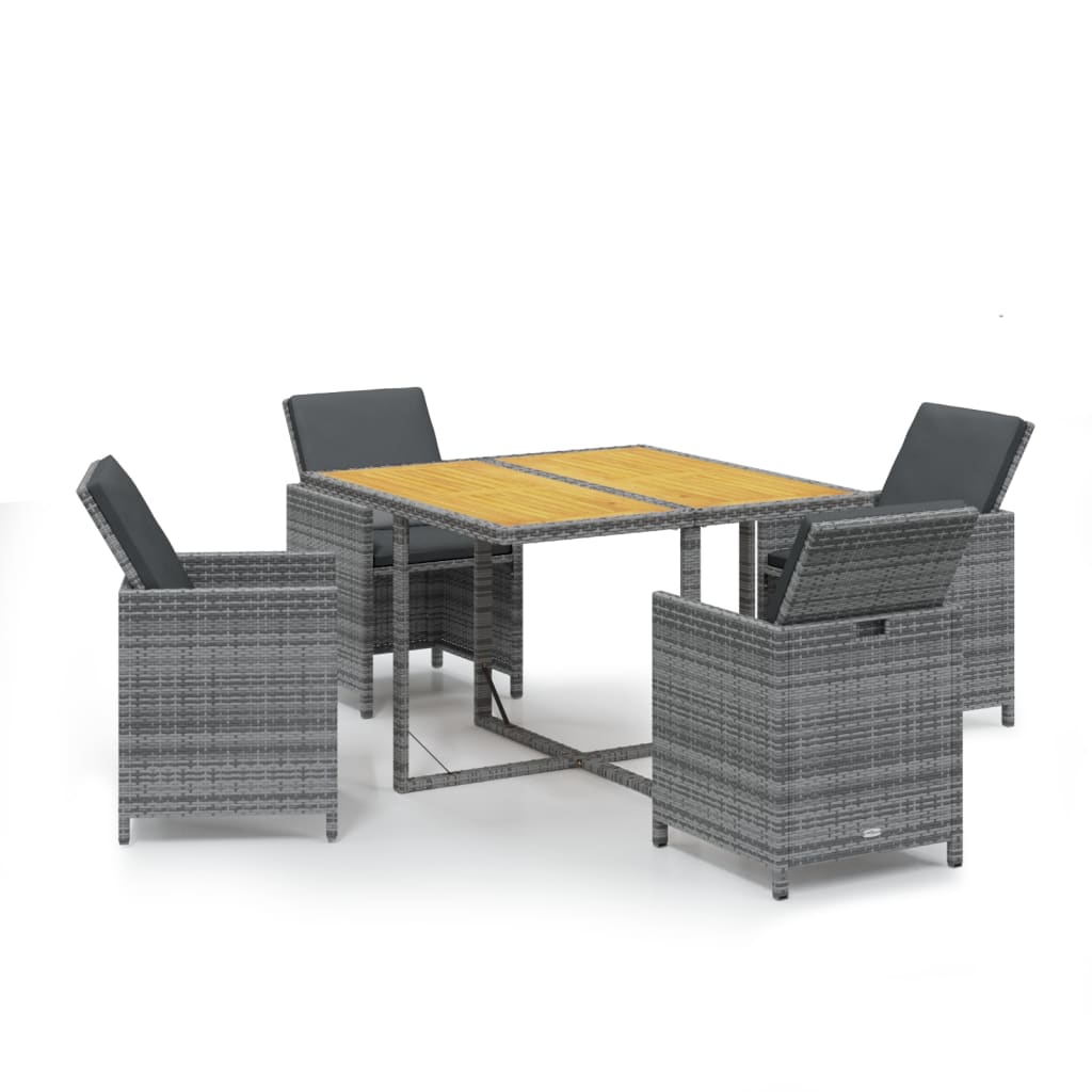Set mobilier de grădină cu perne, 5 piese, gri, poliratan GartenMobel Dekor
