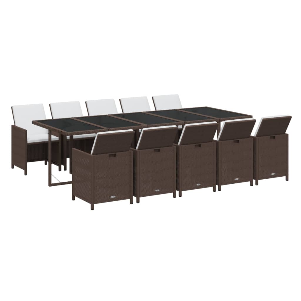 Set mobilier de exterior cu perne, 11 piese, maro, poliratan GartenMobel Dekor