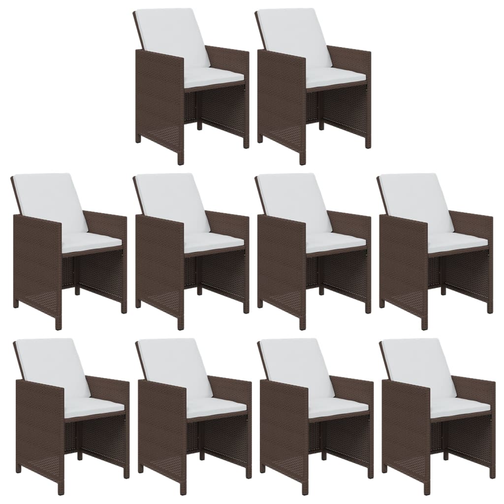 Set mobilier de exterior cu perne, 11 piese, maro, poliratan GartenMobel Dekor