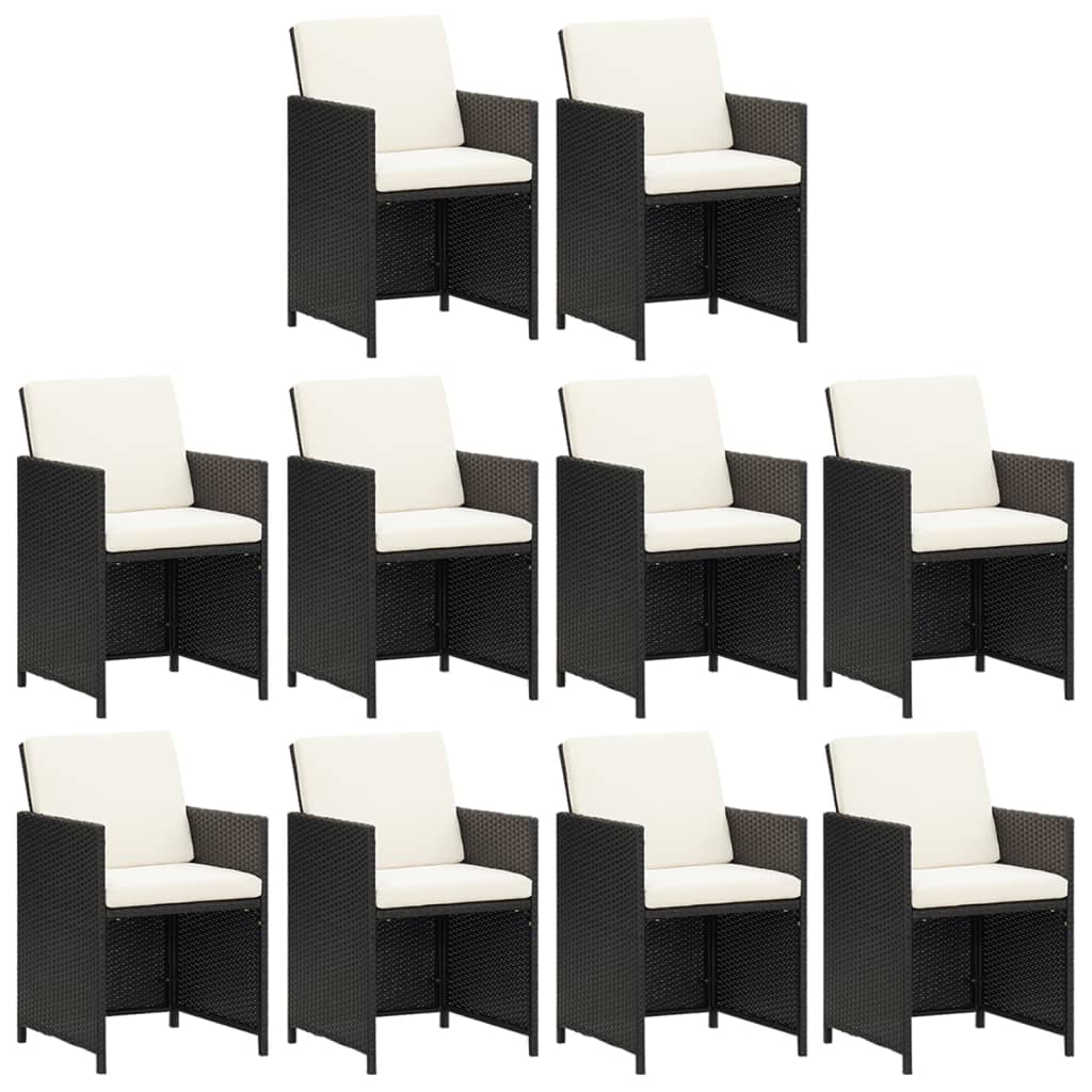 Set mobilier de exterior cu perne, 11 piese, negru, poliratan GartenMobel Dekor