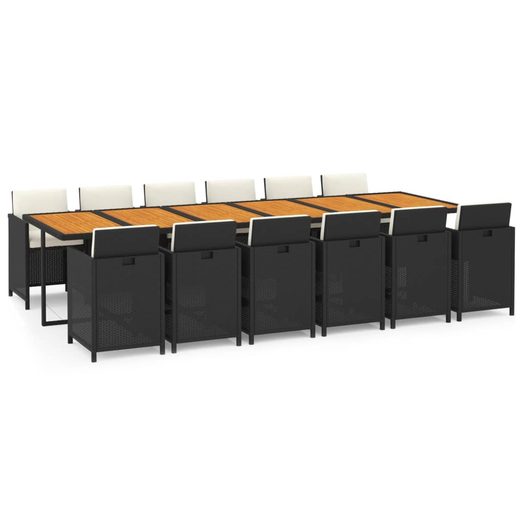 Set mobilier de exterior cu perne, 13 piese, negru, poliratan GartenMobel Dekor