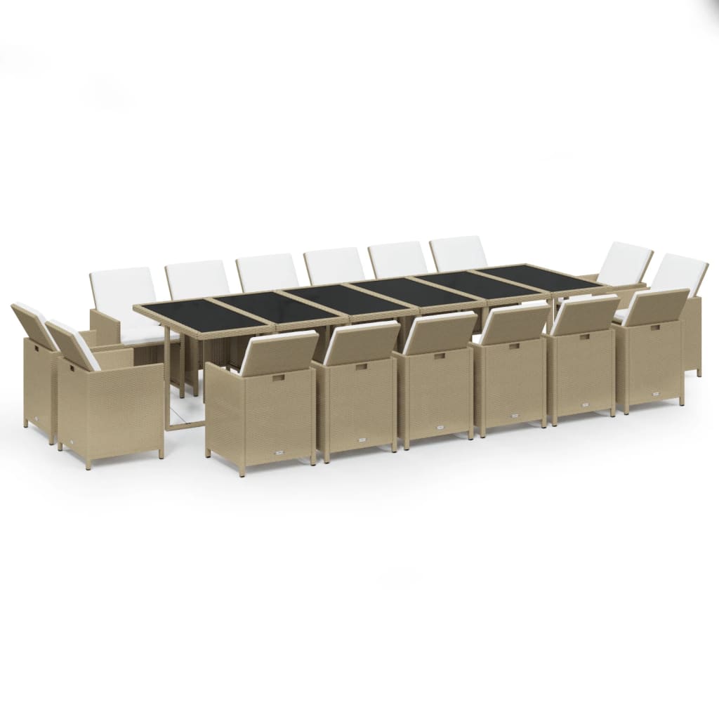 Set mobilier de exterior cu perne, 17 piese, bej, poliratan GartenMobel Dekor