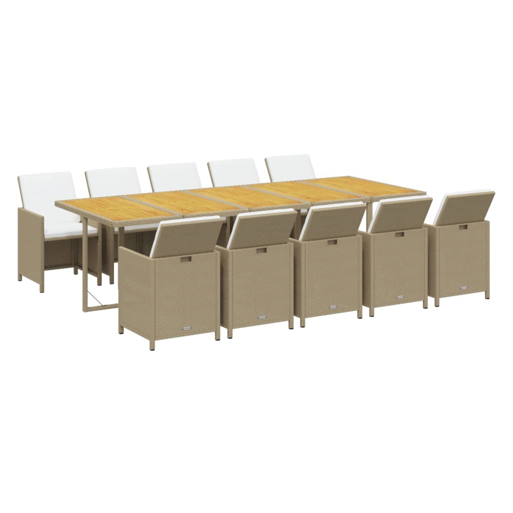 Set mobilier de grădină cu perne, 11 piese, bej, poliratan GartenMobel Dekor