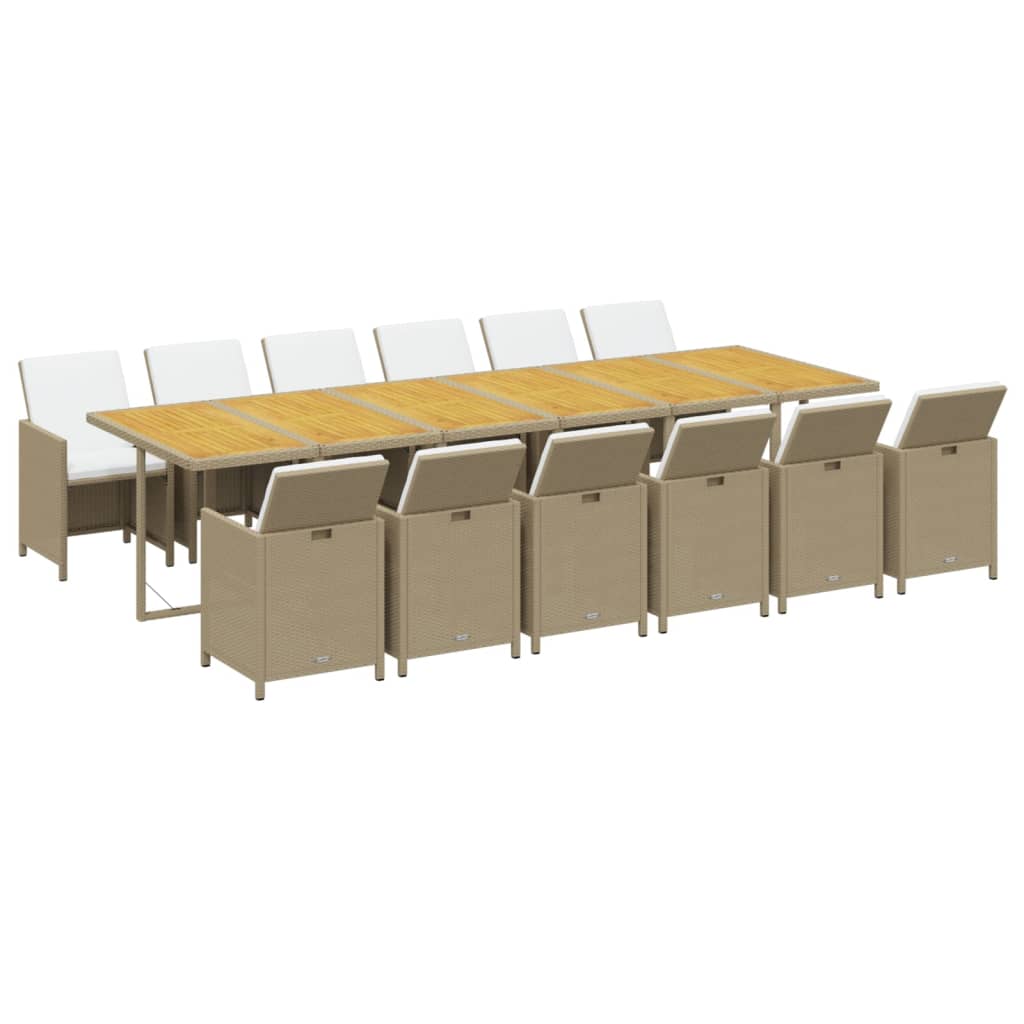 Set mobilier de grădină cu perne, 13 piese, bej, poliratan GartenMobel Dekor