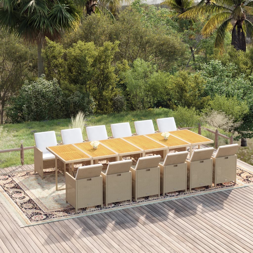 Set mobilier de grădină cu perne, 13 piese, bej, poliratan GartenMobel Dekor
