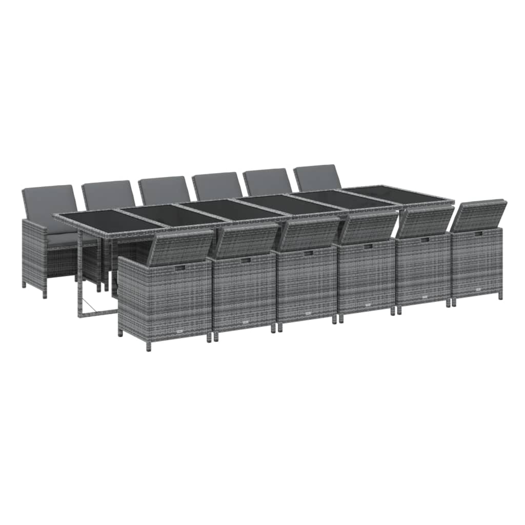 Set mobilier de grădină cu perne, 13 piese, gri, poliratan GartenMobel Dekor