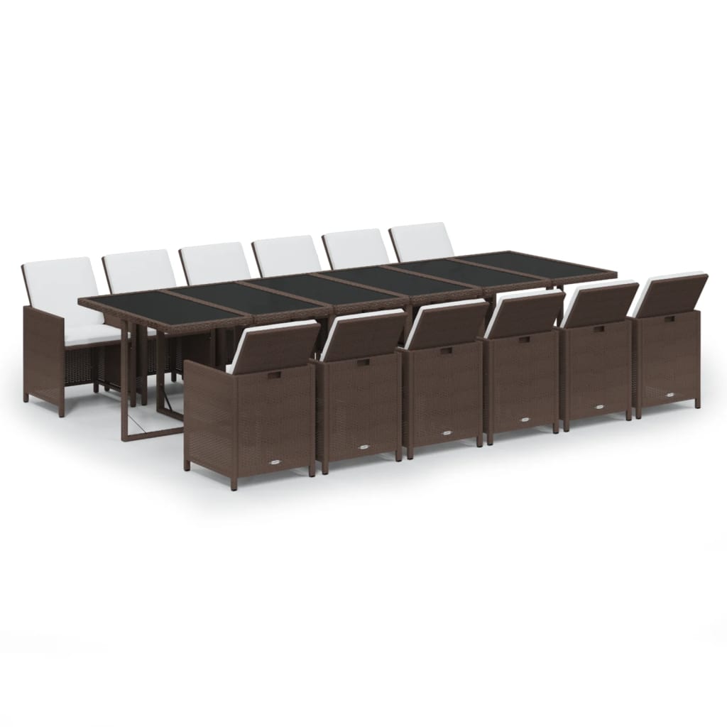 Set mobilier de grădină cu perne, 13 piese, maro, poliratan GartenMobel Dekor