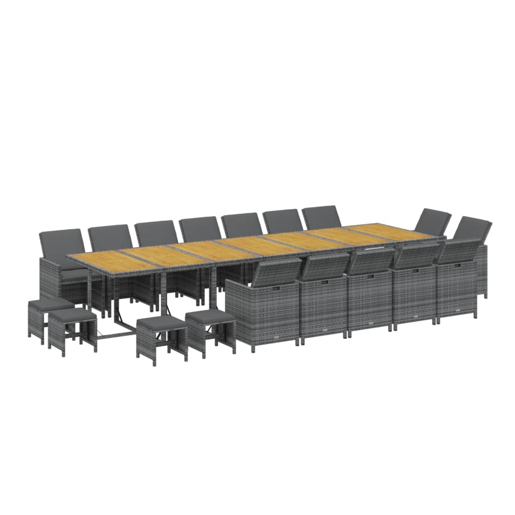 Set mobilier de grădină cu perne, 19 piese, gri, poliratan GartenMobel Dekor