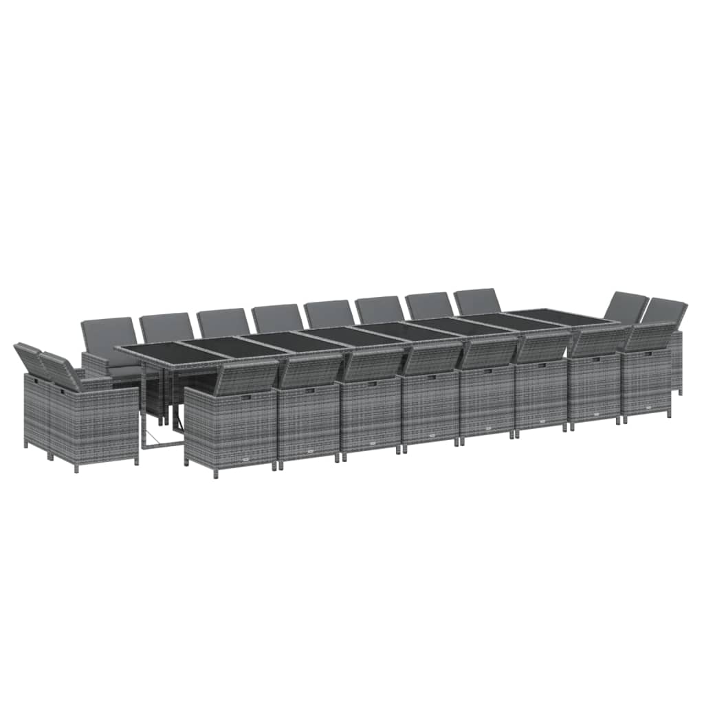 Set mobilier de grădină cu perne, 21 piese, gri, poliratan GartenMobel Dekor