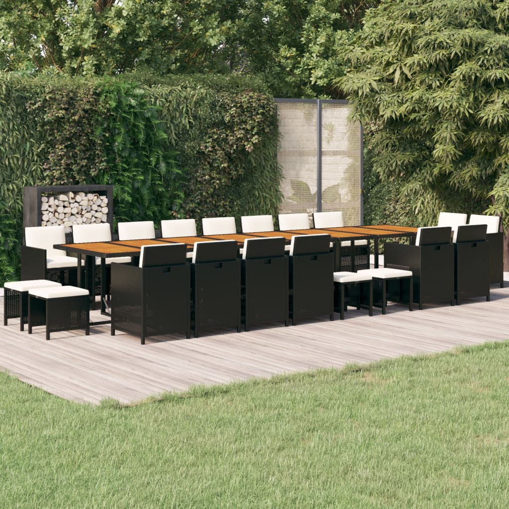 Set mobilier de grădină cu perne, 21 piese, negru, poliratan GartenMobel Dekor