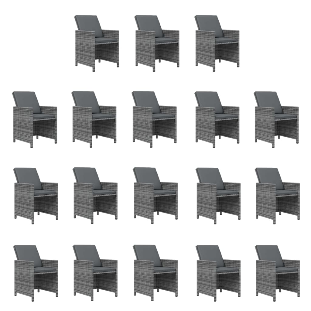 Set mobilier grădină cu perne, 19 piese, gri, poliratan GartenMobel Dekor