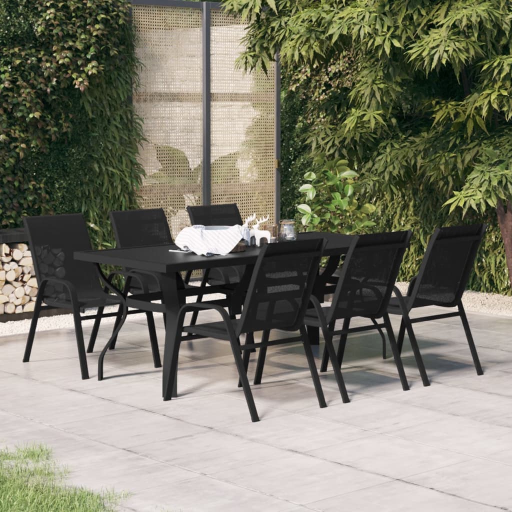 Set de servit masa pentru grădină, 7 piese, negru GartenMobel Dekor