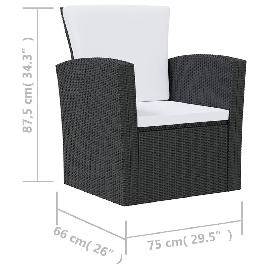 Set mobilier de grădină cu perne, 16 piese, negru, poliratan GartenMobel Dekor