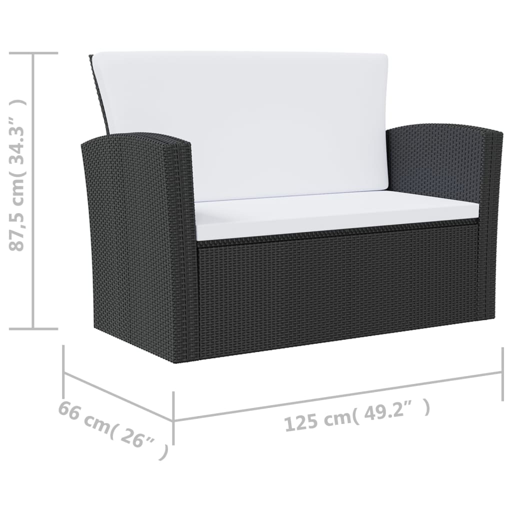 Set mobilier de grădină cu perne, 16 piese, negru, poliratan GartenMobel Dekor