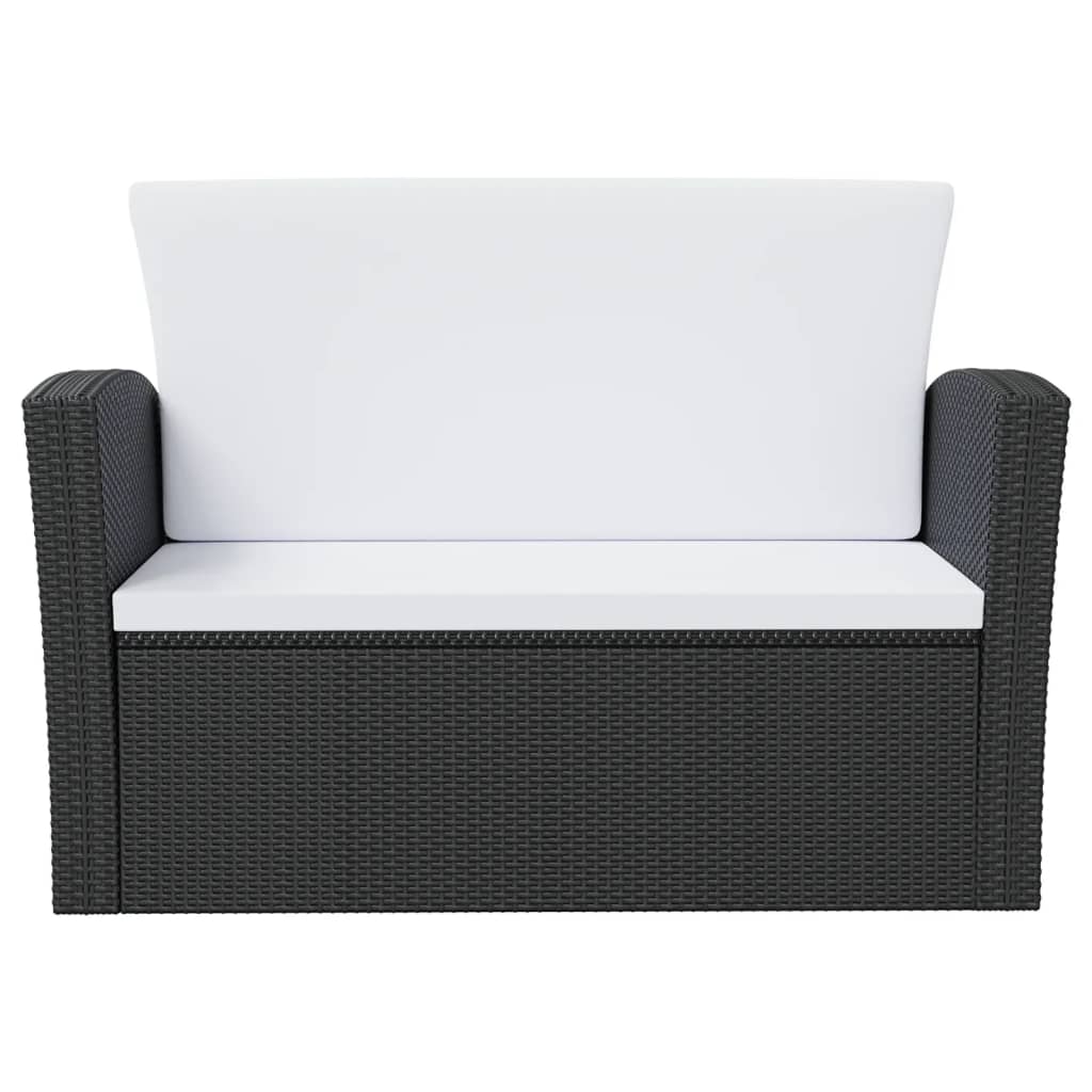 Set mobilier de grădină cu perne, 16 piese, negru, poliratan GartenMobel Dekor