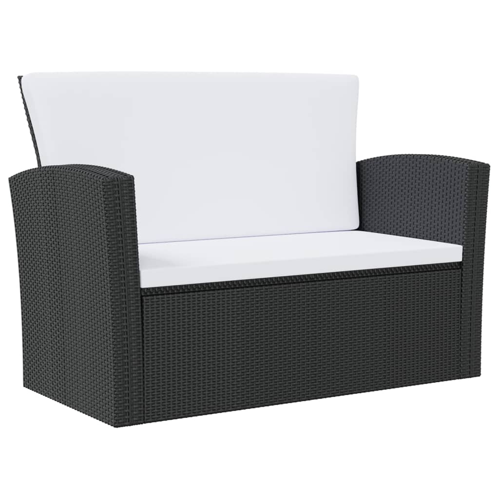 Set mobilier de grădină cu perne, 16 piese, negru, poliratan GartenMobel Dekor