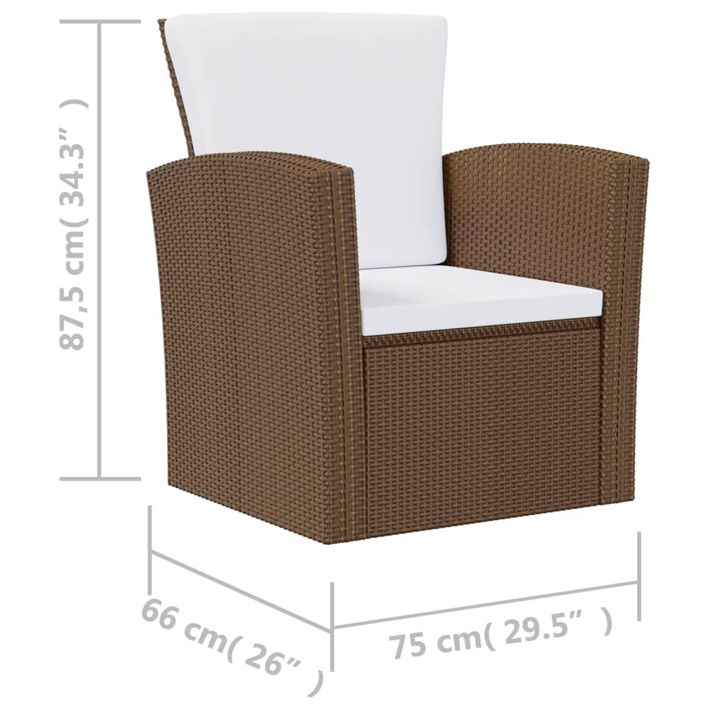 Set mobilier de grădină cu perne, 8 piese, maro, poliratan GartenMobel Dekor