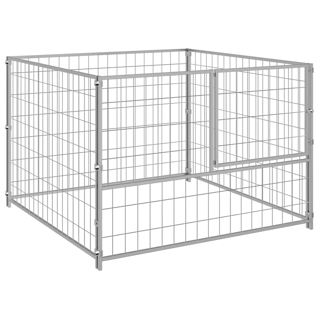 Padoc pentru câini, argintiu, 100x100x70 cm, oțel GartenMobel Dekor