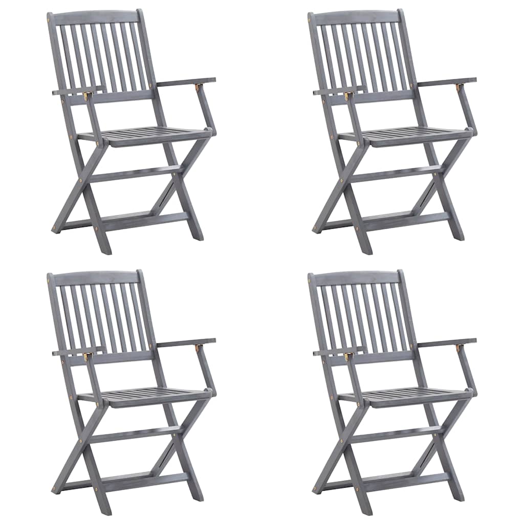 Scaune pliabile de exterior cu perne, 4 buc., lemn masiv acacia GartenMobel Dekor