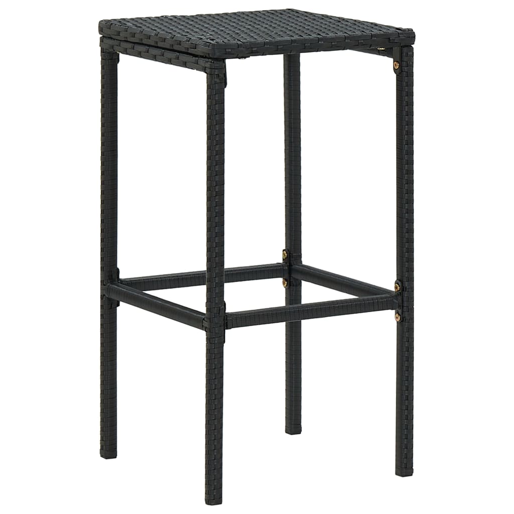 Set mobilier bar de grădină cu perne, 3 piese, negru, poliratan GartenMobel Dekor
