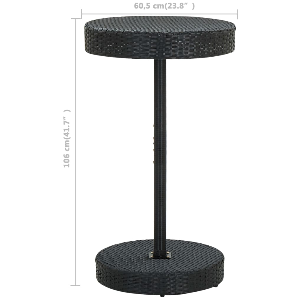 Set mobilier bar de grădină cu perne, 3 piese, negru, poliratan GartenMobel Dekor