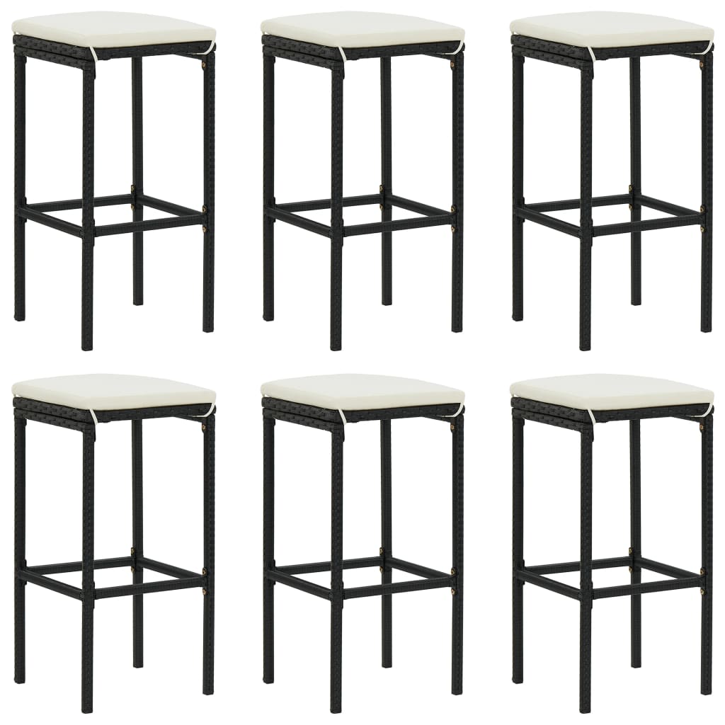Set mobilier bar de grădină cu perne, 7 piese, negru, poliratan GartenMobel Dekor