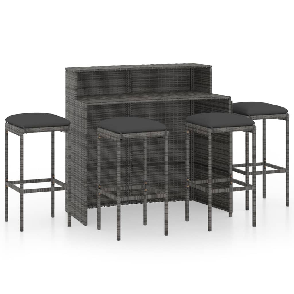 Set mobilier bar de grădină cu perne, 5 piese, gri GartenMobel Dekor