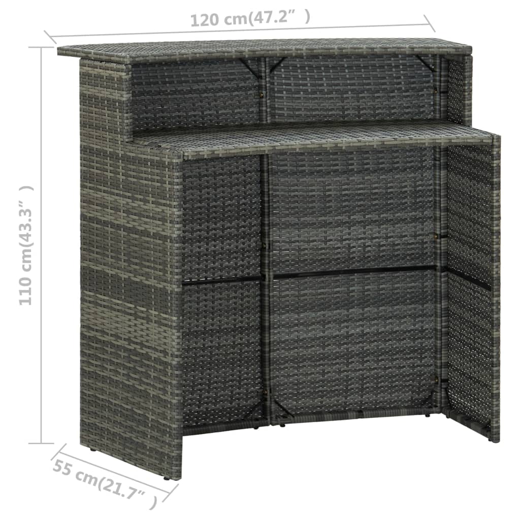 Set mobilier de bar de grădină cu perne, 5 piese, gri GartenMobel Dekor