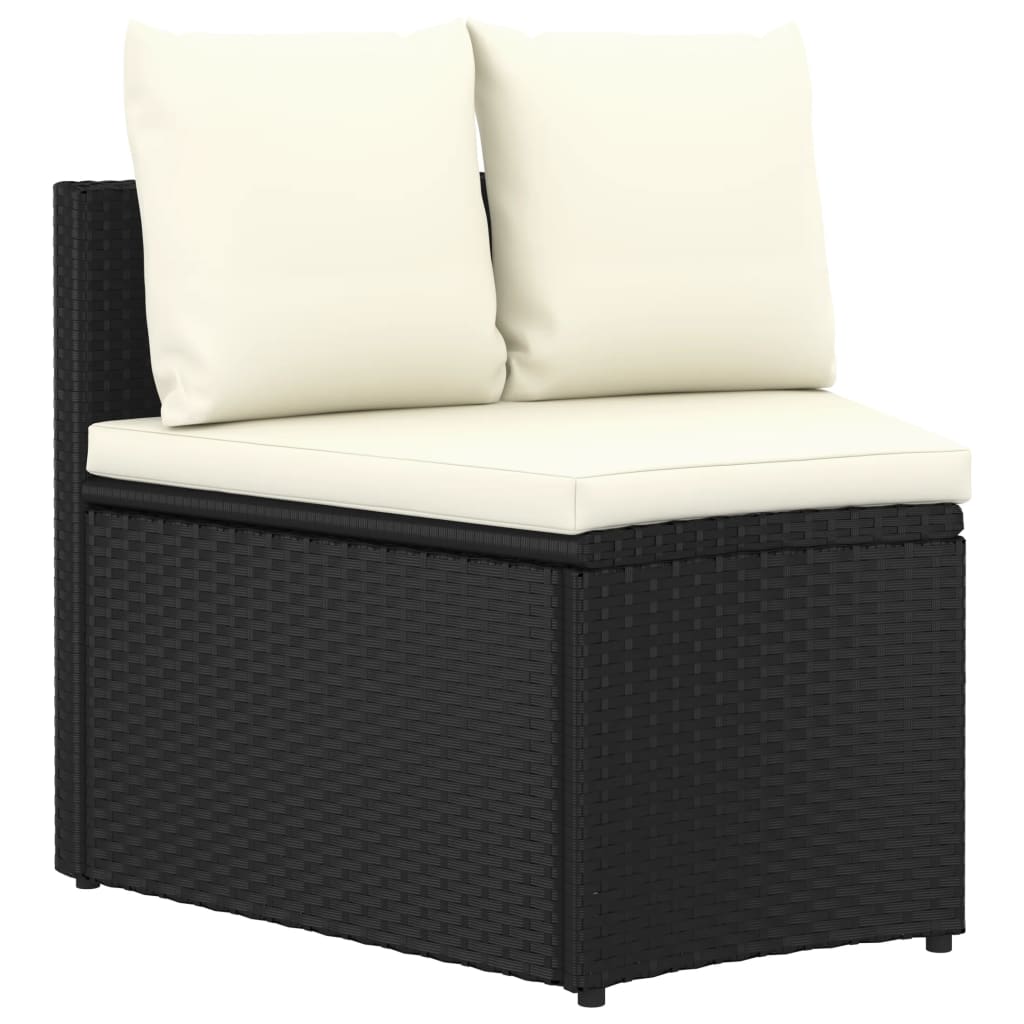 Set mobilier de grădină cu perne, 7 piese, negru, poliratan GartenMobel Dekor