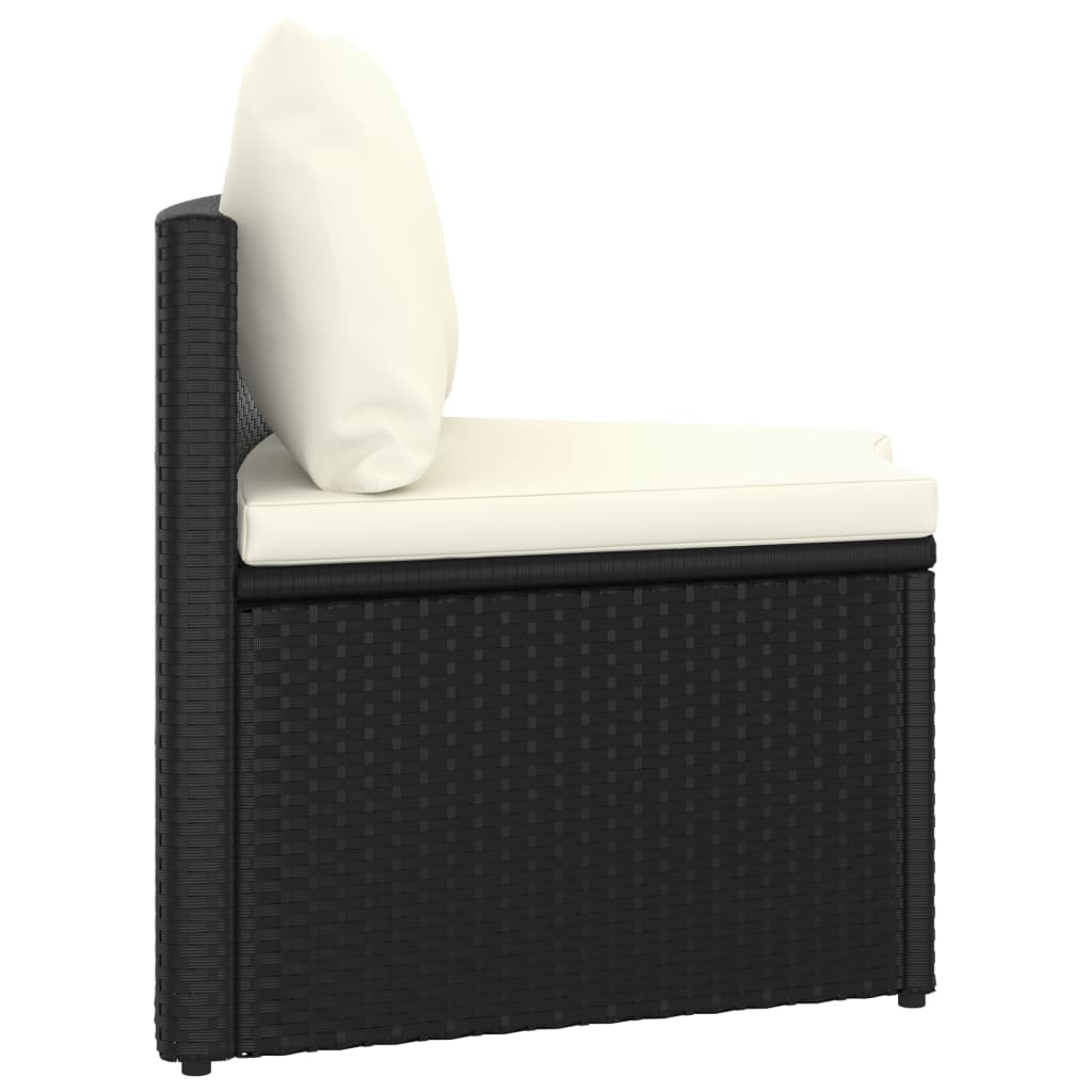 Set mobilier de grădină cu perne, 7 piese, negru, poliratan GartenMobel Dekor