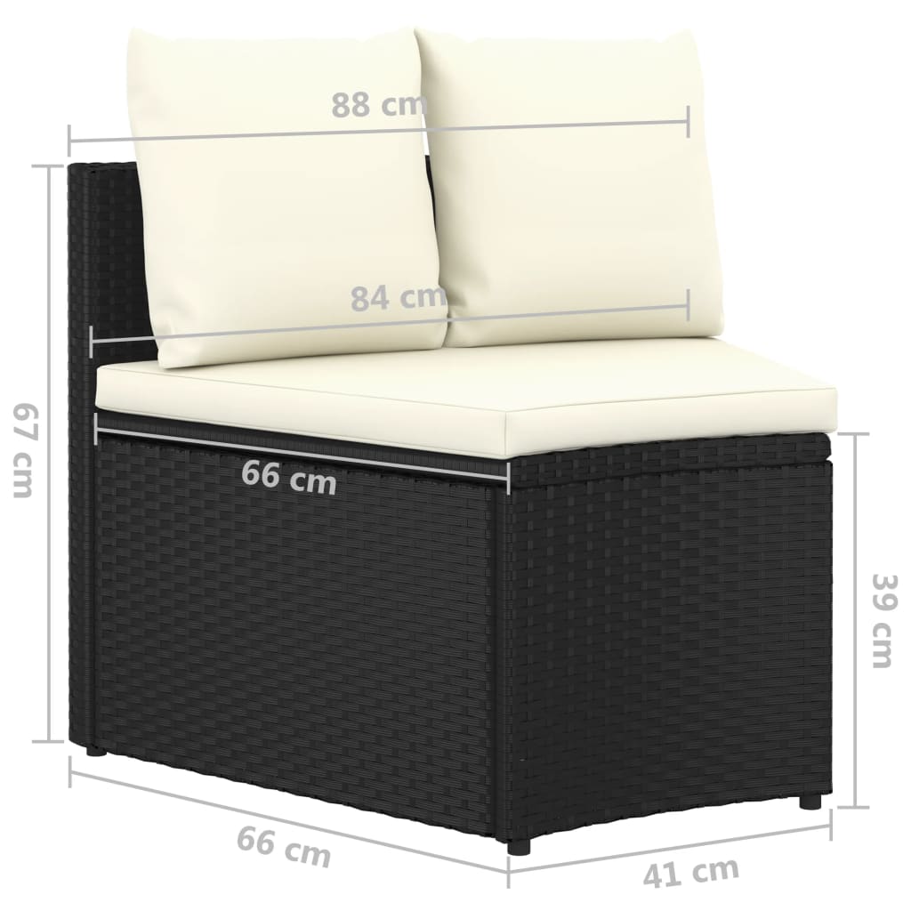 Set mobilier de grădină cu perne, 9 piese, negru, poliratan GartenMobel Dekor
