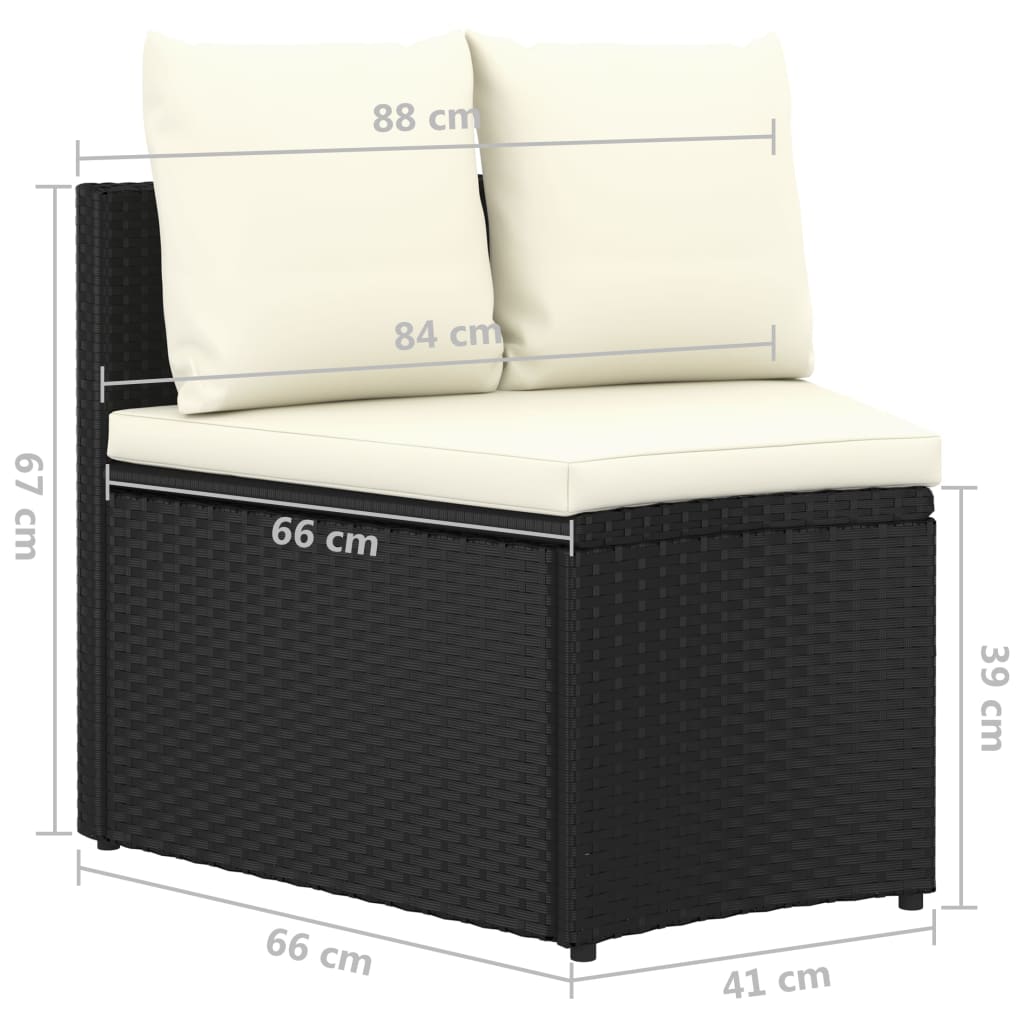 Set mobilier de grădină cu perne, 9 piese, negru, poliratan GartenMobel Dekor