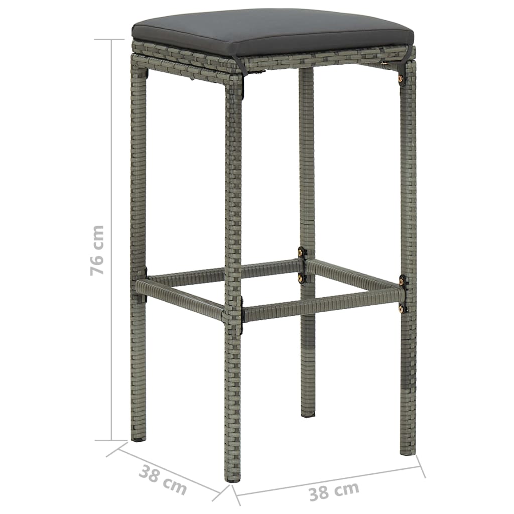 Set mobilier bar de grădină cu perne, 5 piese, gri, poliratan GartenMobel Dekor