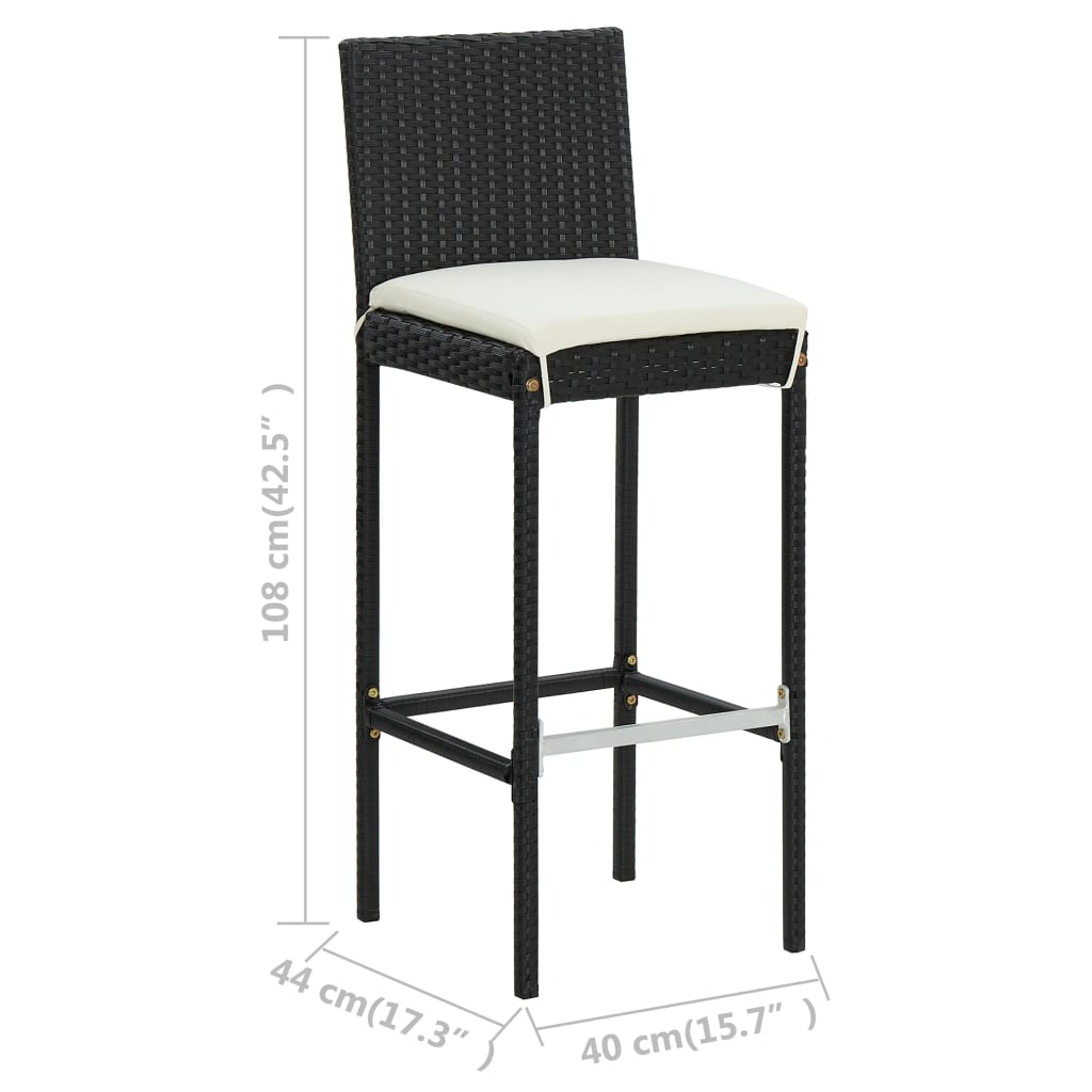 Set mobilier bar de grădină cu perne, 5 piese, negru, poliratan GartenMobel Dekor