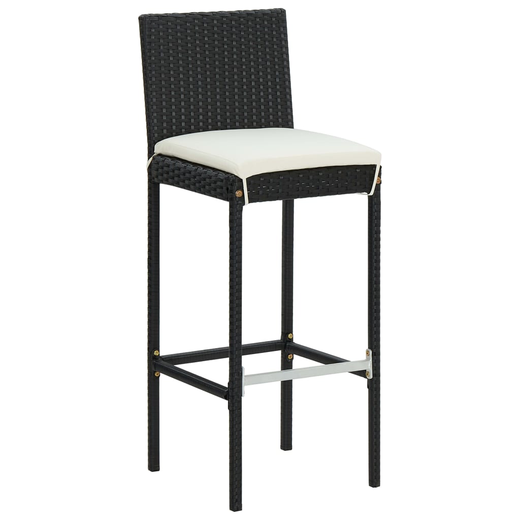 Set mobilier bar de grădină cu perne, 5 piese, negru, poliratan GartenMobel Dekor