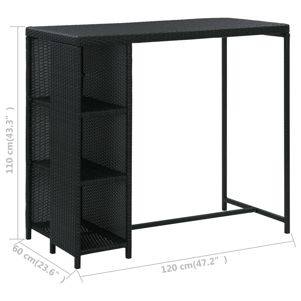 Set mobilier bar de grădină cu perne, 5 piese, negru, poliratan GartenMobel Dekor