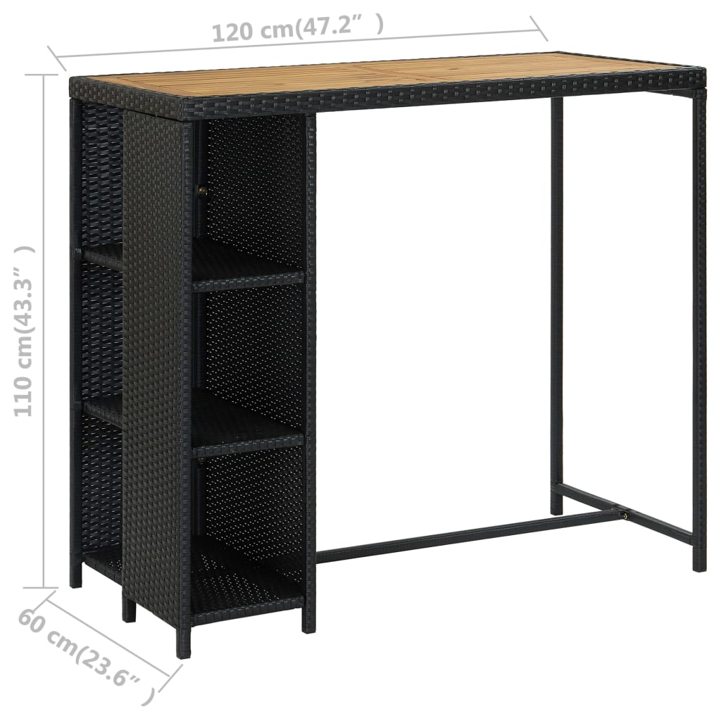 Set mobilier bar de grădină cu perne, 5 piese, negru, poliratan GartenMobel Dekor