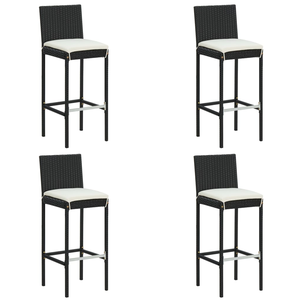 Set mobilier bar de grădină cu perne, 5 piese, negru, poliratan GartenMobel Dekor