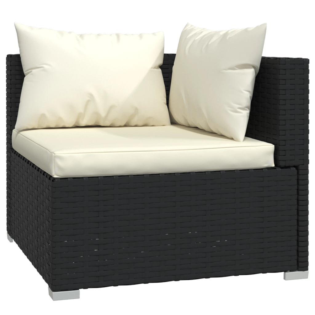 Set mobilier de grădină cu perne, 4 piese, negru, poliratan GartenMobel Dekor