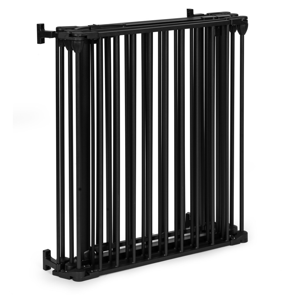 Balustradă de siguranță pliabilă pentru copii și animale, 5 panouri, metal negru, 60 cm
