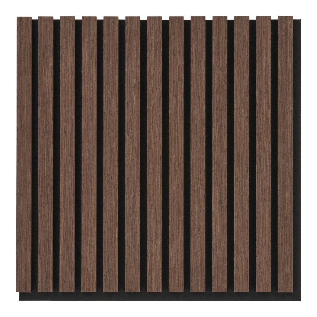 Panou acustic decorativ de perete, furnir lemn efect nuc, 52x52 cm